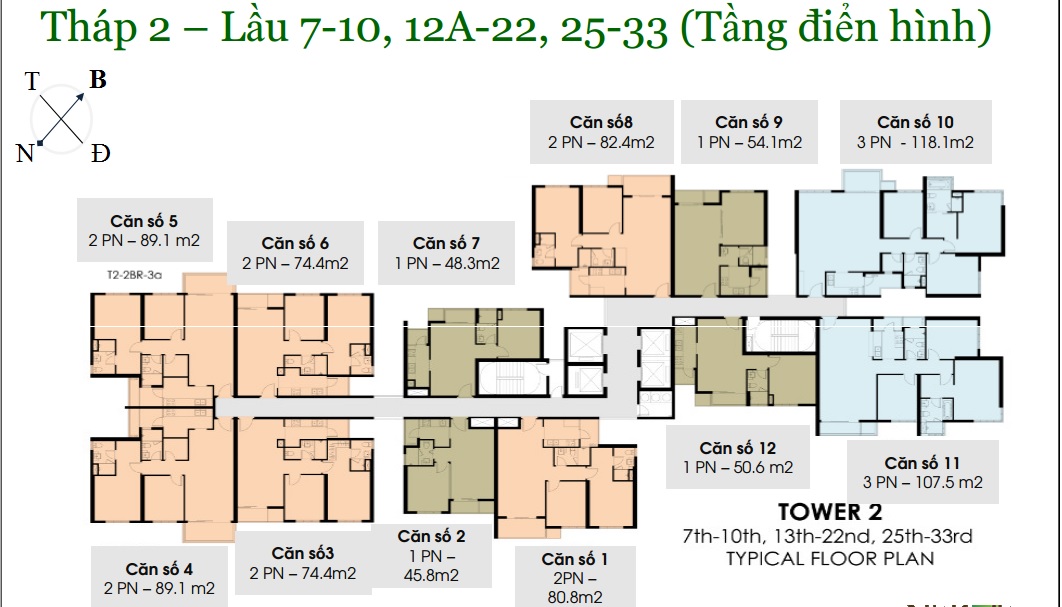 mặt bằng layout điển hình Tháp 2 Vista Verde